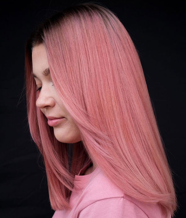 Delicate Rose Gold Hair Color