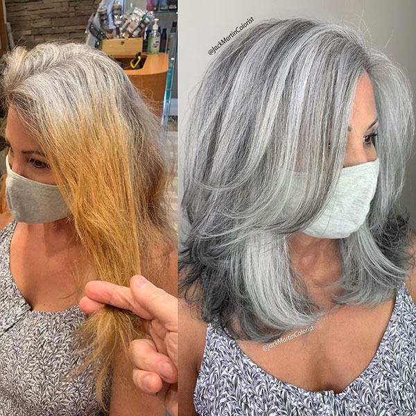 Textured Lob Haircut for Women Over 50 with Thick Hair