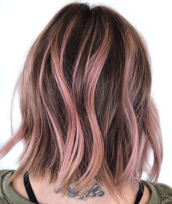 Subtle Pink Streaks for Brown Hair Pink and Orange Hair